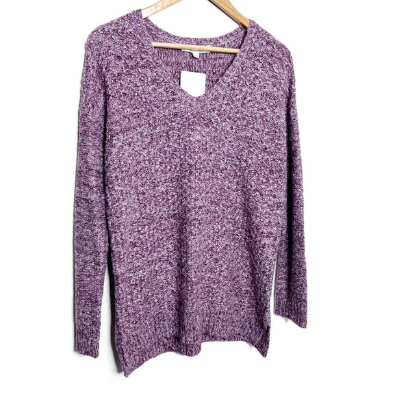 NWT Ellen Tracy Womens Marled Knit Sweater Long Sleeve Casual Pullover Purple M - Picture 4 of 16